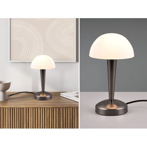 LED Tischleuchte CANARIA mit Glasschirm Touchfunktion Schwarz Chrom, Höhe 26cm (1/5)