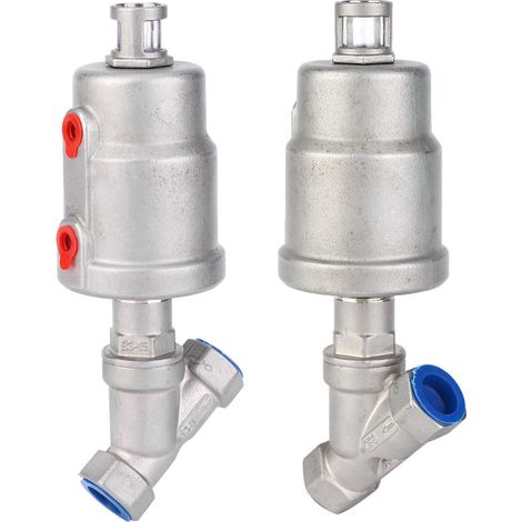 Vanne à siège incliné, actionnée par air comprimé, filetage femelle, acier inoxydable, vanne à vapeur pneumatique 1/2 po DN15 (1/5)