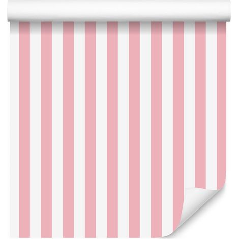 Papier peint à rayures corail et blanc pour salon et chambre 50x1000 cm (1/5)