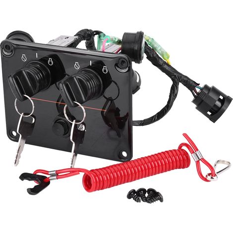 Panneau de Commutateur de Moteur, Ensemble de Panneau de Commutateur de Panneau de Commutateur de Clé de Moteur Double pour les Moteurs Hors-bord Yamaha 6K1-82570-08-00. (1/5)