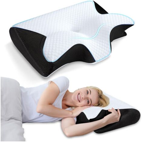 Oreiller cervical en mousse à mémoire de forme, oreiller ergonomique pour soulager les douleurs cervicales, (1/4)