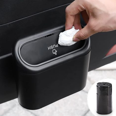 Mülleimer fürs Auto mit Deckel, Mini-Mülleimer-Organizer fürs Auto, mit 30 Plastikmüllbeuteln, geeignet für Fahrzeuge, Haushalte und Büros.