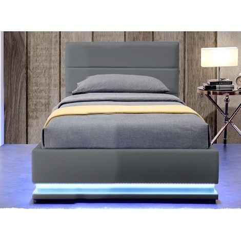 MEUBLER DESIGN Lit Led Avec Coffre De Rangement Ava - Gris - 90x190, Polyuréthane, Style Contemporain, 204 x 104 x 90 cm (1/5)