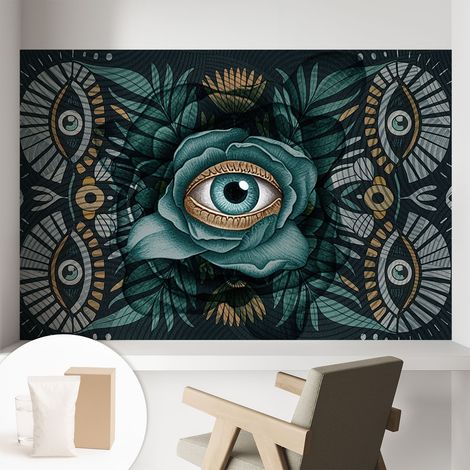 Papier peint décoratif avec colle pour mur dans salon chambre entrée et plus Solution de décoration facile à installer Œil floral 104x70 cm (1/5)