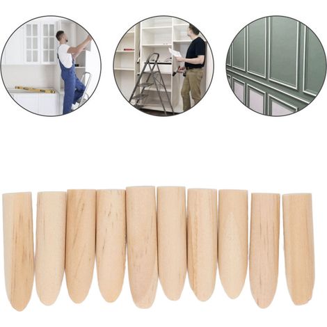 Lot de 50 bouchons biseautés en bois massif, accessoires pour le travail du bois, bouchons de 9,5 mm pour trous de poche, en pin. (1/5)