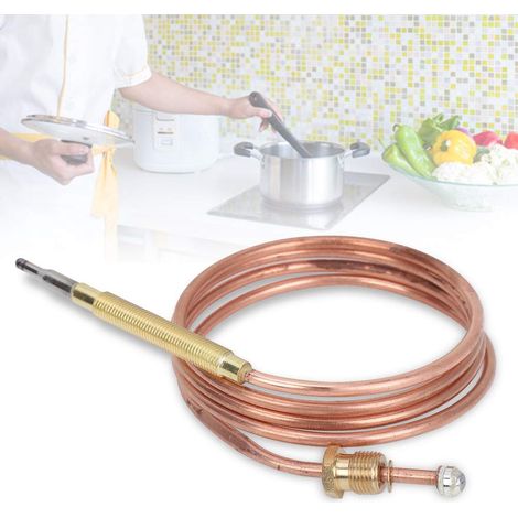 Universel Thermocouples Cuisinière, Thermocouple Sensible De 900mm Longueur, Thermocouple Chauffage à Filetage Kit pour Cuisinière à Induction (1/5)