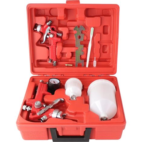 Kit de Pulvérisation de Peinture Pistolet à Peinture Pistolet à Peinture 0,8 et 1,4 mm Buses Air Gravité Pistolet de avec 125 et 600 ML Outil de Pulvérisation de Peinture (1/5)