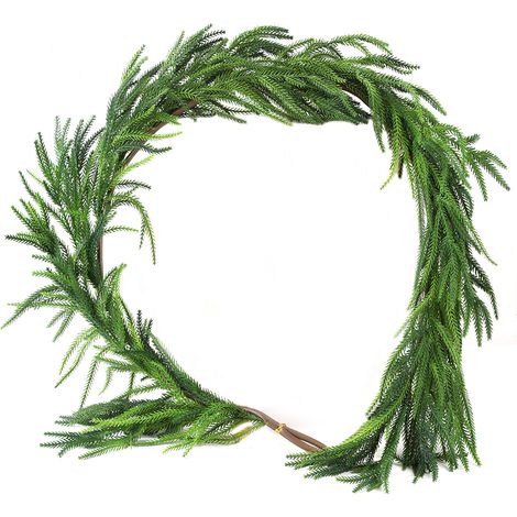 Guirlande artificielle de pin de Norfolk de 150 cm (59 po) – Guirlande de pin réaliste pour Noël, idéale pour une cheminée, une table ou une rampe d'escalier. (1/2)