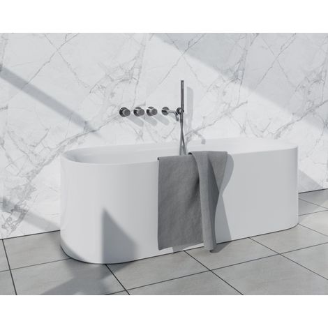 Fortifura Nebbio Ensemble combiné bain - mitigeur thermostatique - coude mural avec support douchette - flexible de douche lisse - barre douchette - (1/5)