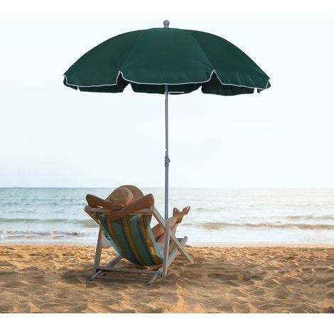 Parasol inclinable octogonal de jardin Ø 2 m métal polyester vert
