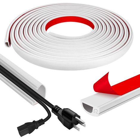 Goulotte Passe Cable Mural Adhésif Cache Fil Electrique, Permet d'organiser et de masquer Les Fils Électriques sur Les Murs et Les Sols, Vous Pouvez Glisser Les Fils à l'intérieur (1/5)