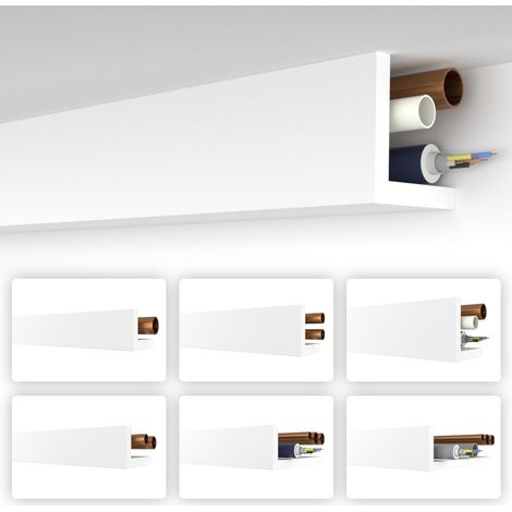 HEXIMO Rohrabdeckung XPS Heizungsrohr Abdeckung Verkleidung Winkelprofil Eckleisten Winkelleiste: HRA-3 - 89x89 mm, 1.7 Meter / 1 Leiste