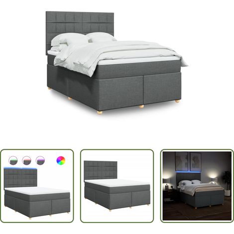 Matratze - Boxspringbett mit Matratze Dunkelgrau 140x190 cm Stoff (1/5)