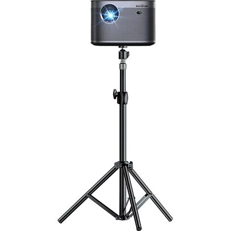 Socle de Projecteur avec Filetage 1/4" de Pouce et Rotule Pivotante 360°, Support pour Projecteur avec Trépied 50-80cm, Noir (1/5)