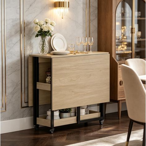 Mesa extensible 133,4 x 80 x 75 cm de madera y metal FloraGrace (1/5)