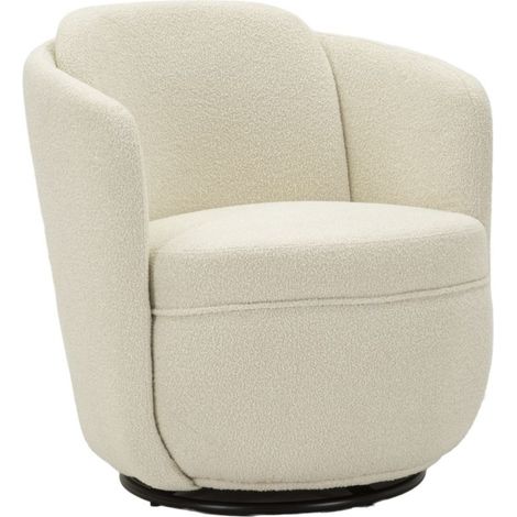 Poltrona girevole Torino in tessuto bouclé crema 70x72x75 cm (1/5)
