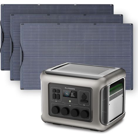 ALLPOWERS R2500 V2 Solargenerator mit 3x 200W flexiblem Solarpanel, 4 x 2500W AC Ausgänge (5000W Spitze), 1920Wh Tragbare Powerstation mit Solarpanel für Stromausfall, Camping, Wohnmobil und Notfälle