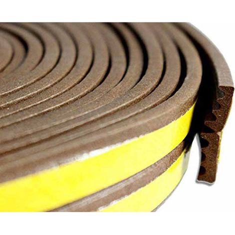 Guarnizione sigillante adesiva in gomma 6 metri sottoporta per spifferi di porte finestre infissi vari profili I Marrone (1/3)