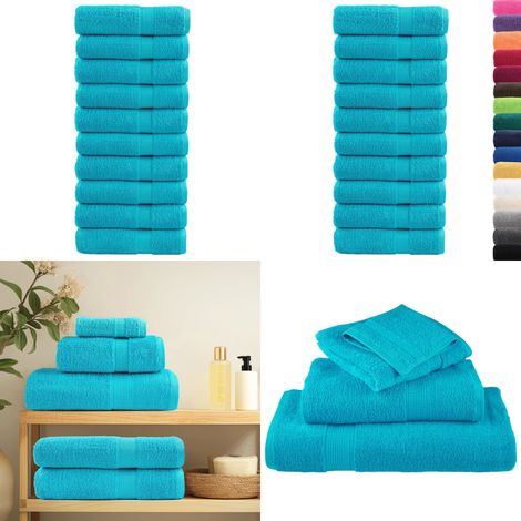Premium-Duschtücher SOLUND 10 Stk. Türkis 70x140 cm 600 g/m² - Handtücher - Duschhandtücher - Badezimmertextilien - Türkistöne - Baumwolle - Home & Living (1/5)