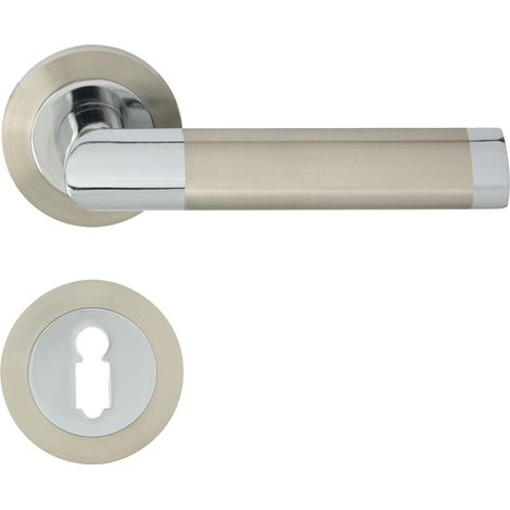 DOMINO Poignée de porte JARO R ECO M6 M9 BB Poignée avec rosace BB pour clé Chrome/nickel brillant (1/5)