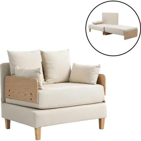 Sofá/sillón convertible 1 plaza 81 x 88 x 68 cm beige 030009137