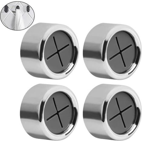 Porte-serviettes - ZEMINPEOEL - Lot de 4 - Argent - Plastique - Fixation murale (1/3)