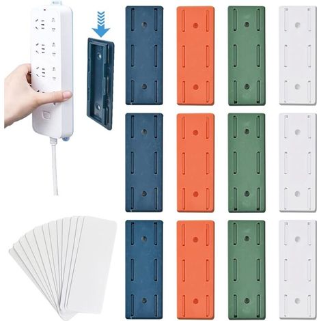 Pack de 12 Support de Douille adhésif sans poinçon, fixateur de Prise Auto - adhésif sans Perforation Power Bar fixateur de Prise (1/5)