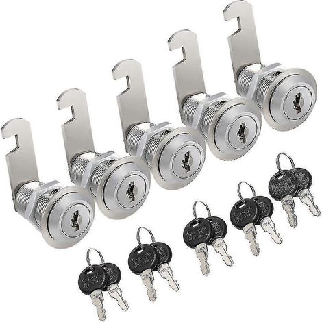 Lot de 5 verrous de sécurité 30 mm pour armoire, tiroir, serrure à combinaison et cylindre.