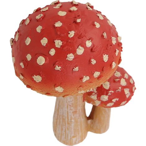 Décoration champignon, 9,9 cm de haut, à deux têtes, mignonne, aux couleurs vives, résistante aux intempéries, statue de champignon en résine durable pour la décoration de jardin.