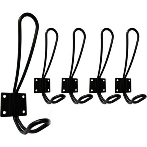 Colgador de pared negro, 5 piezas ganchos de pared y ganchos para la colada para el hogar, ganchos resistentes de metal vintage para entrada, baño, inodoro, muebles de cocina (1/5)