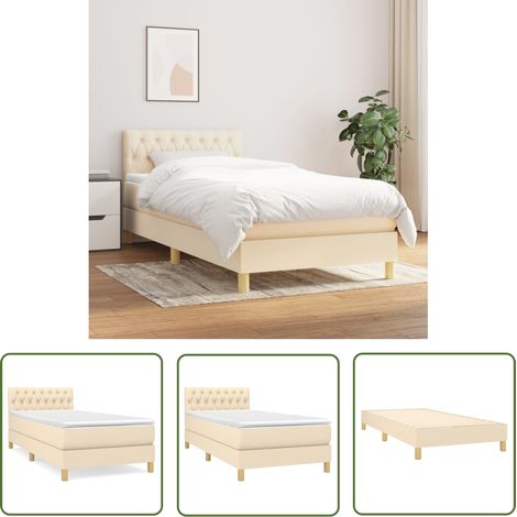 The Living Store Boxspringbett mit Matratze Creme 80x200 cm Stoff - Boxspringbett - Doppelbett - Cremefarbenes Bett - Bettenrahmen - Lattenrost (1/5)