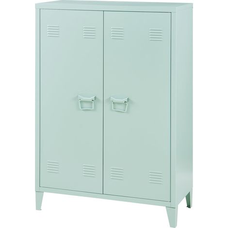 Taquilla metálica de oficina con 2 puertas 110 x 75 x 33 cm verde pastel 030009181