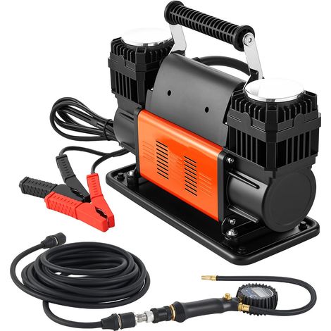 Gonfleur Pneus Voiture 12 V Compresseur à Air Portatif Double Cylindre 300 L/min 1080 W avec Manomètre Numérique, Adaptateurs, Pompe à Air Tout-terrain pour Camions Voitures SUV 4x4 Camping-cars (1/5)