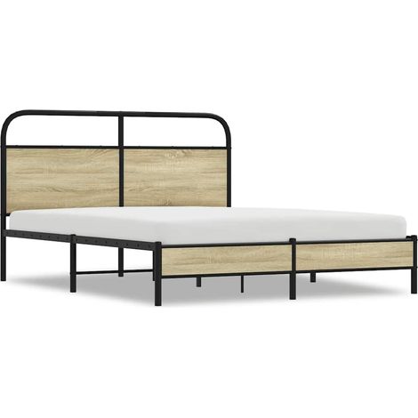Lit double Lit adulte Cadre de lit sans matelas 150x200 cm chêne sonoma (1/5)
