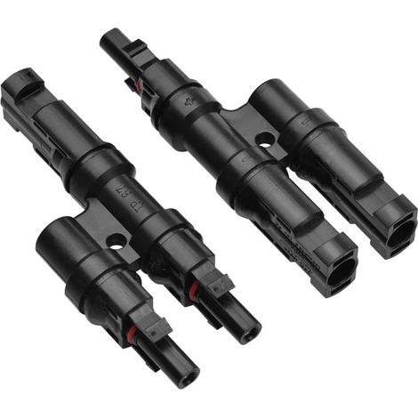 Connecteurs en T pour branchement en parallèle de panneaux solaires câble étanche IP67 à 2 voies avec connecteurs mâle et femelle, calibre 14 AWG à 10 AWG (1/5)