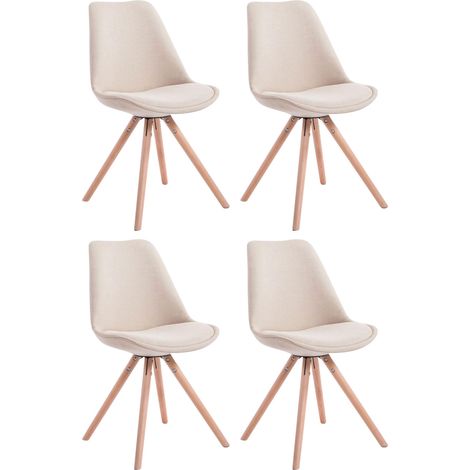 Set di 4 sedie per visitatori Toulouse Fabric Round crema natura (1/5)