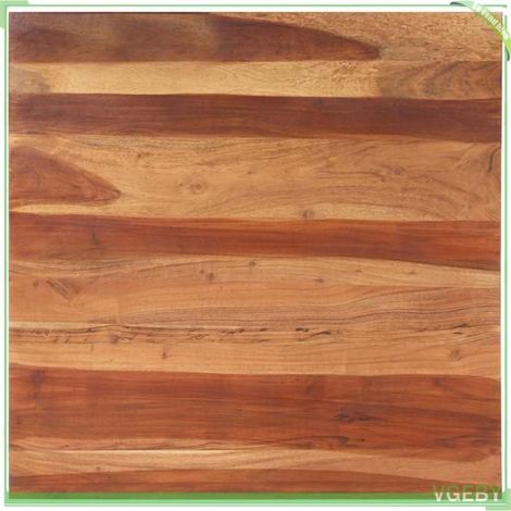 Dessus de table carré en acacia massif 80×80 cm, ép. 25–27 mm – finition miel verni (1/5)