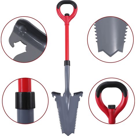 Jiubiaz 2 palas con sierra para raíces Pala multiusos con punta cortante Mango ergonómico  para terrenos duros  Rojo