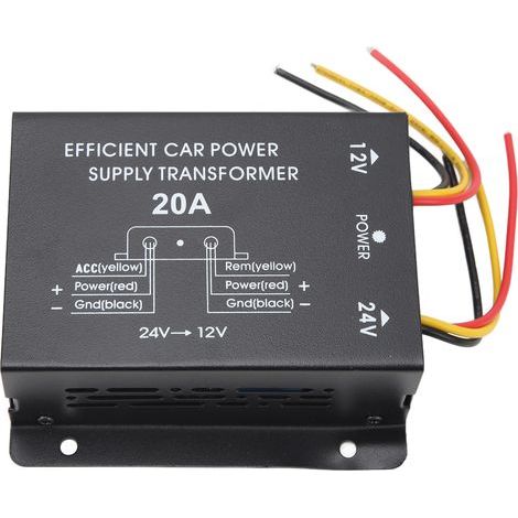 Convertisseur électrique 20A 24V vers 12V DC adaptateur transformateur pour talkie-walkie affichage auto camion bus (1/5)