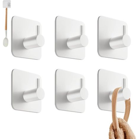 6er-Set Haken – Handtuchhaken – Selbstklebende Bademantelhaken – Stark haftende Wandhaken – Selbstklebende Haken – Wandhaken – Wasserdichte Edelstahlhaken – Geeignet für Badezimmer, Schlafzimmer und K