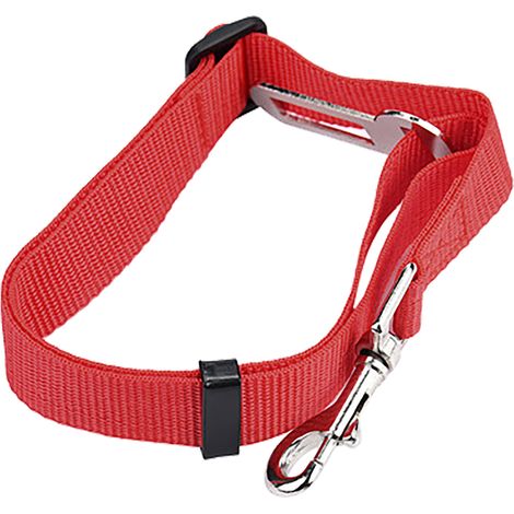 Ceinture de sécurité pour chien, 1 pouce de large, 17,7 à 28,3 pouces, rétractable, solide, en alliage ABS, en Nylon, pour animaux de compagnie, pour sièges de véhicule, sécurité rouge (1/5)