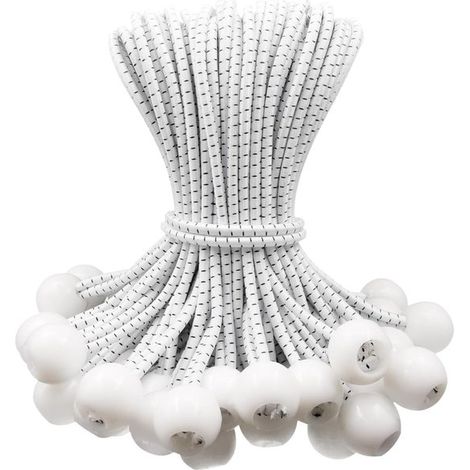 50 Stränge – 15 cm – Elastisches Seil – Gespanntes elastisches Seil – Klimmzugseil – Kugelbelastet – 150 x 22 mm – Schwarz und Weiß (1/5)