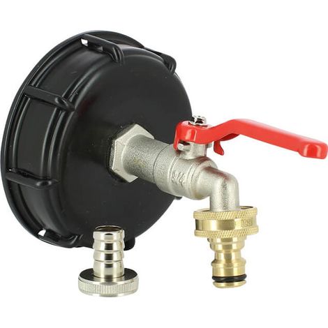 Multicuves – Raccord pour circuit d'arrosage S100X8 – Robinet à boisseau sphérique laiton 15 mm – Nez dévissable 20x27 mm – Pour cuve 1000 litres (1/2)