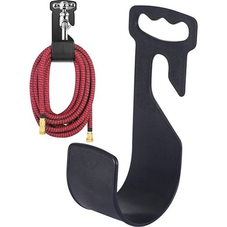 Gartenschlauchhalter – Haken für Gartengeräte – Gartenaufbewahrung – Stabilisierendes Design – 28 x 13 cm – Schwarz (1/5)