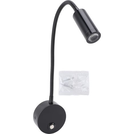 Dimmable reading light for camper vans, 3 color temperatures, flexible gooseneck wall lamp with USB charging port, 10-30V, black (1/5)