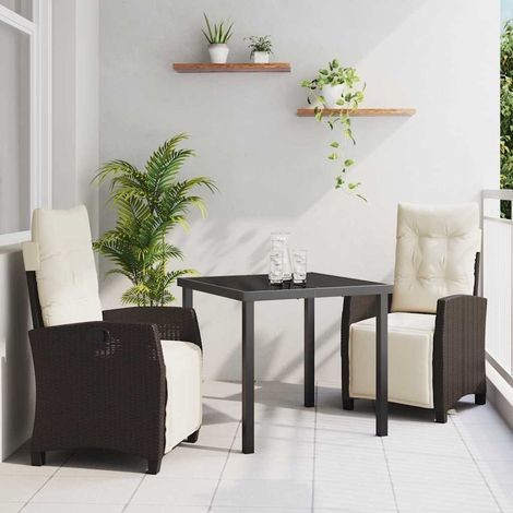 Ensemble de salle à manger pour jardin 3 pcs-Salon de jardin Marron polyrotin 226438 (1/5)