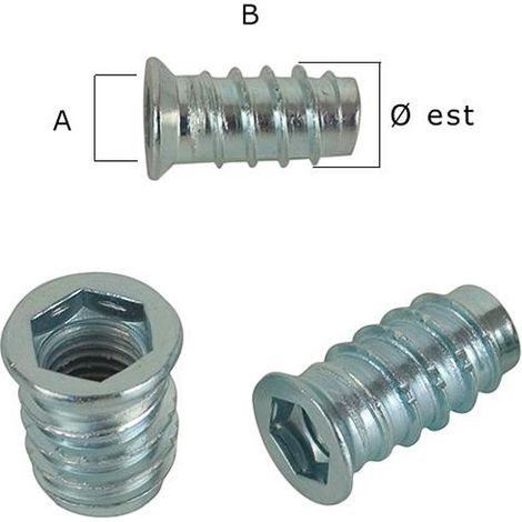 BUSSOLA ESAGONO INCASSATO M8 Ø12X15MM ZINCATO