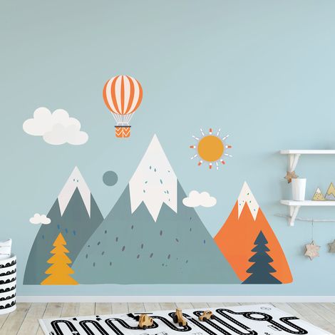 Grand Décor Panoramique Découpé, Décoration Chambre Enfant,Paysage, Montagne, Couleur (1/5)