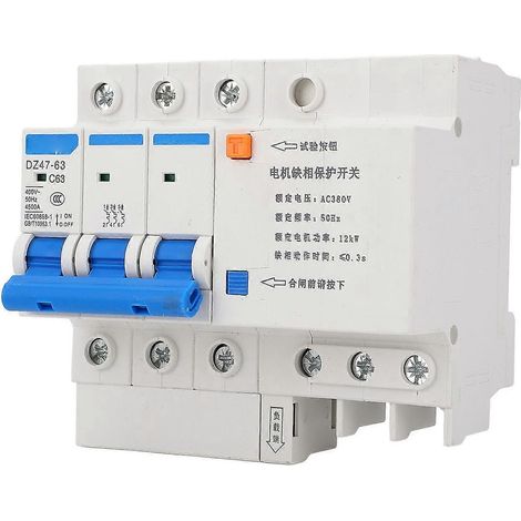 Interrupteur de protection pour moteur triphasé DZ47S-63 3P 63A, disjoncteur sur rail DIN 380 V