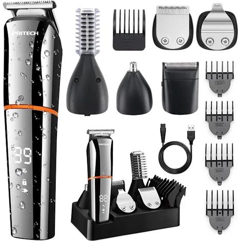 Tondeuse à barbe, kit de tondeuse électrique 6 en 1, tondeuse sans fil pour le nez et le corps, idéale pour l'entretien de la barbe, du visage et du corps. (1/5)